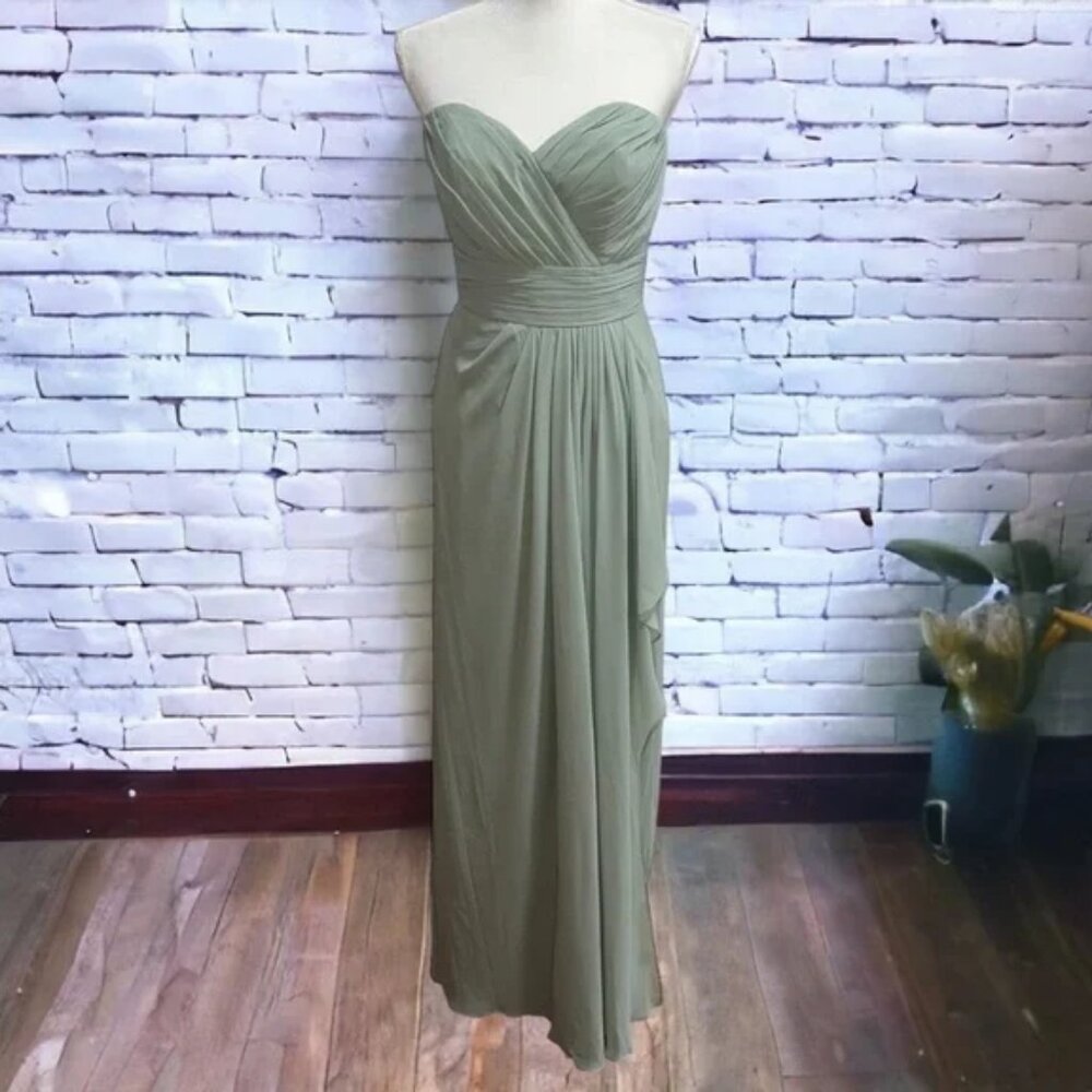NEW NWT Bill Levkoff Strapless Maxi Gown In Pistachio Sage Green